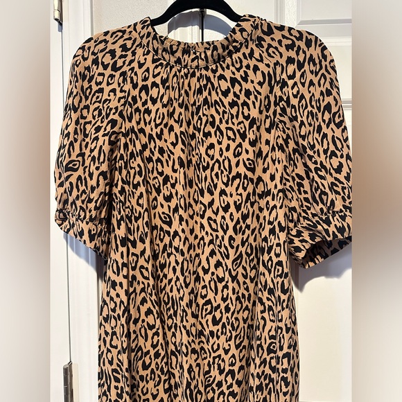 Anthropologie Mackenzie Mock Neck leopard print dress.🖤🐆 Size large. - Picture 3 of 9